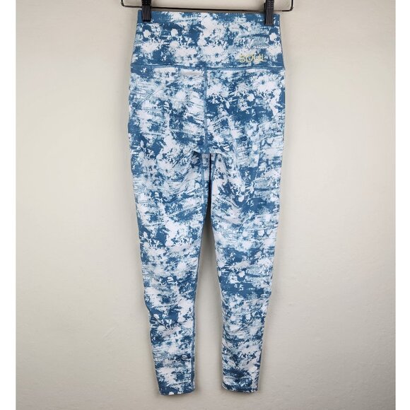 Soul by SoulCycle Contour Tie Dye Leggings Blue White sz S EUC - Picture 2 of 8